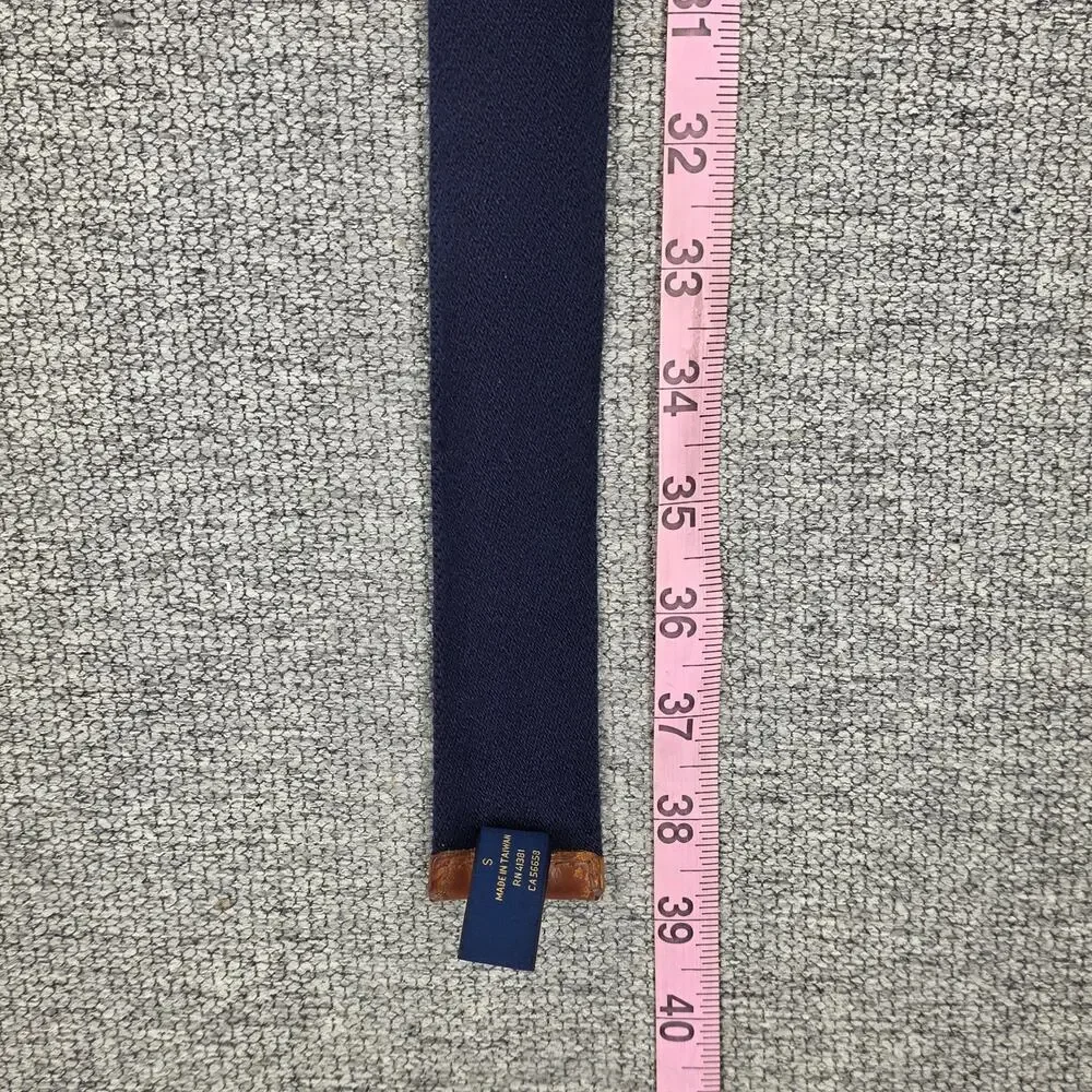 POLO RALPH LAUREN CANVAS & LEATHER BELT – NAVY / BROWN – SIZE S –  VINTAGE 90's